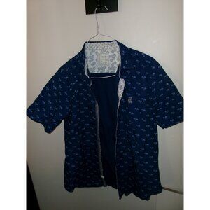 Colours by Alexander Julian Short Sleeve Button Down Shirt Blue Floral Size L